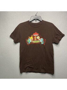 Pokémon Brown Tee Featuring Poker Scene Teeturtle  Size S